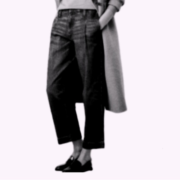 Tex Max Azria Jean 90’s Straight Crop 99% Cotton Mid Rise Dark Black Women 10/33 - Picture 3 of 12